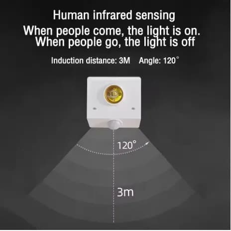 Image of Induction Infrared Motion Sensor E27 LED Lamp Base Holder With Light Control Switch Bulb Socket Adapter