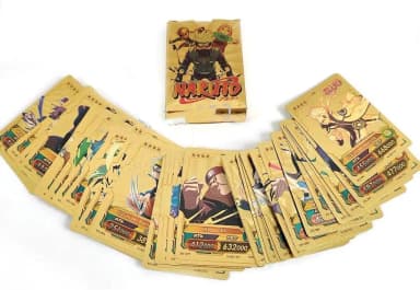 55 Pcs Naruto Gold Plastic Waterproof Cards - Anime Playing Golden Card Deck Pack With Minato, Itachi, Sakura, Kakashi - Merchandise Gift for Adults - 55 Pieces of Cards in 1 Box