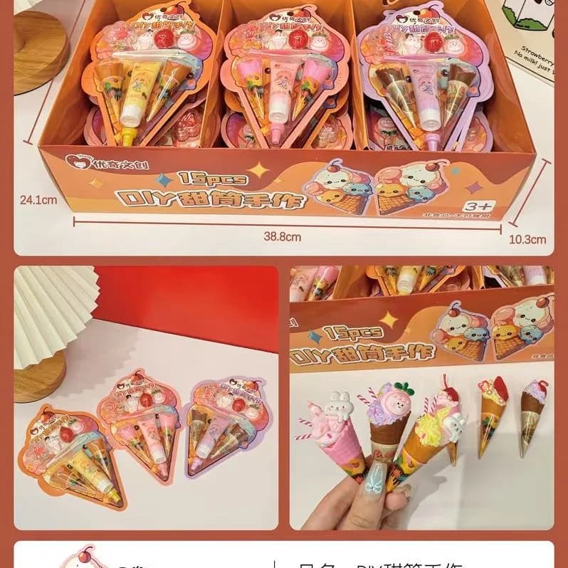 Image of Artificial Simulation Children Ice Cream Dessert Making Cake Model Handmade DIY Leisure Entertainment Small Toys - Not Edible Girls Toy Play & Dough