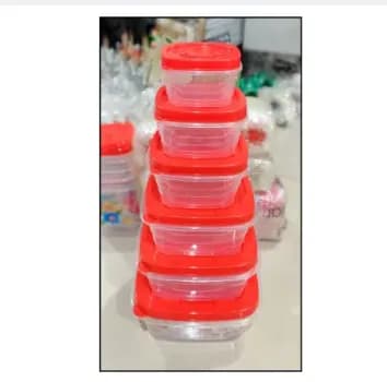 Image of Plastic Square Container Set -(6 Pieces) (Multicolor)