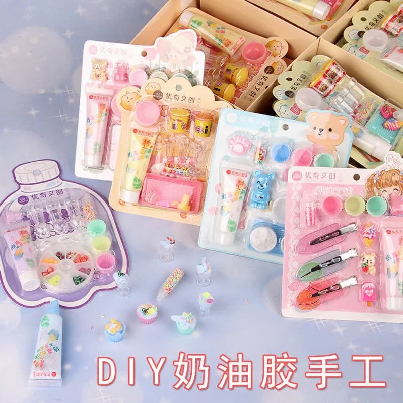 Image of 10 pcs/set Simulation Children Ice Cream Dessert Making Cake Model Handmade DIY Leisure Entertainment Small Toys - Not Edible Clay & Dough Girls Playing Toy