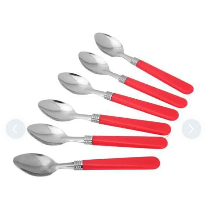 Spoon Set for Dinning Table Spoon for Eating Spoon Set with Plastic Handle 6 pcs 2