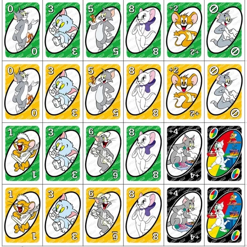 Image of Anime UNO Games TOM AND JERRY Card Game Cartoon Family Funny Entertainment Board Game Poker Cards