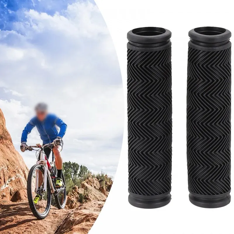 Bike Handlebar Grips Soft Rubber 120mm Bicycle Grip for Bicycle Black thumbnail 2