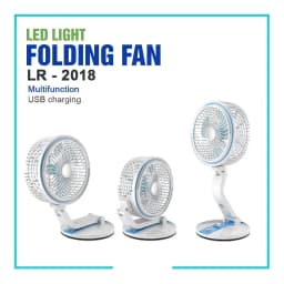 Rechargeable Mini 360 Degree Folding Table Lamp Built In Battery Desktop Fan Desk Light USB Rechargeable Folding Fan with LED Light Thumbnail 5