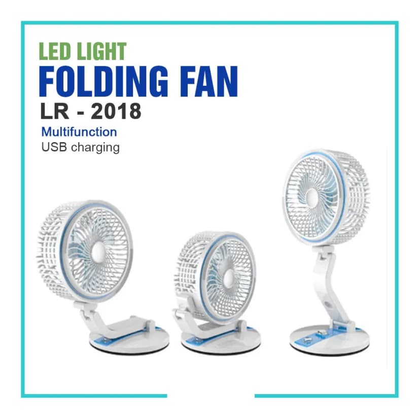 Image of Rechargeable Mini 360 Degree Folding Table Lamp Built In Battery Desktop Fan Desk Light USB Rechargeable Folding Fan with LED Light