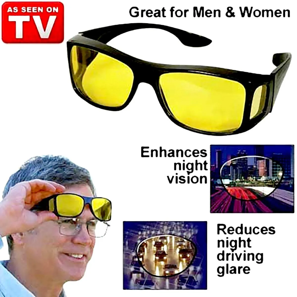 Hd Night Vision Wrap Around Driving Glasses thumbnail 2