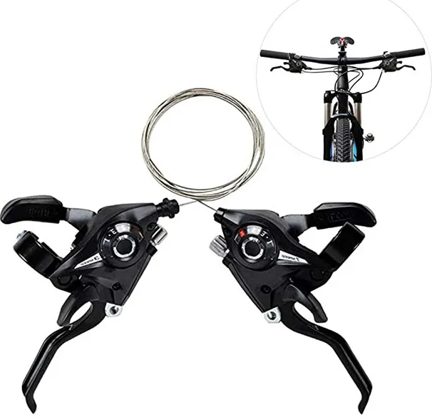 Mountain Bike Brake Lever Bicycle Brake Shifter Set Visible Optical Gear Display Indicator With Brake Cable 3 Speed Left Side And 7 Speed Right Side 1
