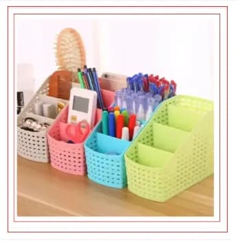 Image of Rambo Multi-Purpose Stand, 4 Grids Multicolor Desktop Pen and Toothbrush Storage Organizers Box Case - 1 piece