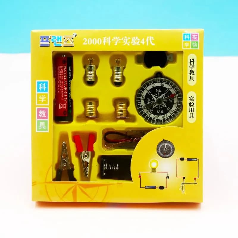 Image of Science Experiment Project Kit for School Kids with Compass, Electric Circuit, Lights