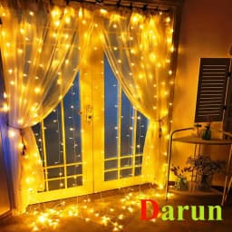 Golden Home Decorative Curtain String Lights Led String Fairy Lights Eid Puja Christmas Xmas Garland Decoration Wedding Festival Party Led Lights Light Decoration Thumbnail 1