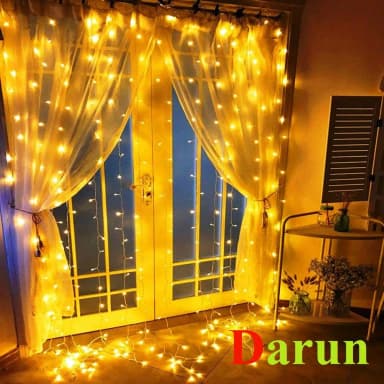 Golden Home Decorative Curtain String Lights Led String Fairy Lights Eid Puja Christmas Xmas Garland Decoration Wedding Festival Party Led Lights Light Decoration
