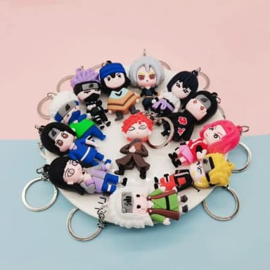Anime Naruto Keychain Fashion Jewelry Cartoon Figure 5CM PVC Keyring Uzumaki Kakashi Action Figures for Men Women Bag Pendant