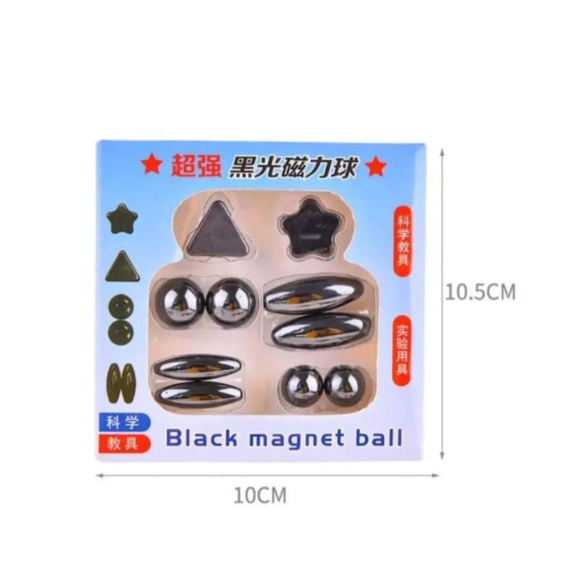 Image of 10 Pcs Magnet Set With Polished Black Magnetic Balls Toy Game for Kids Playing