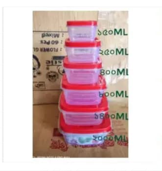Plastic Square Container Set -(6 Pieces) (Multicolor)