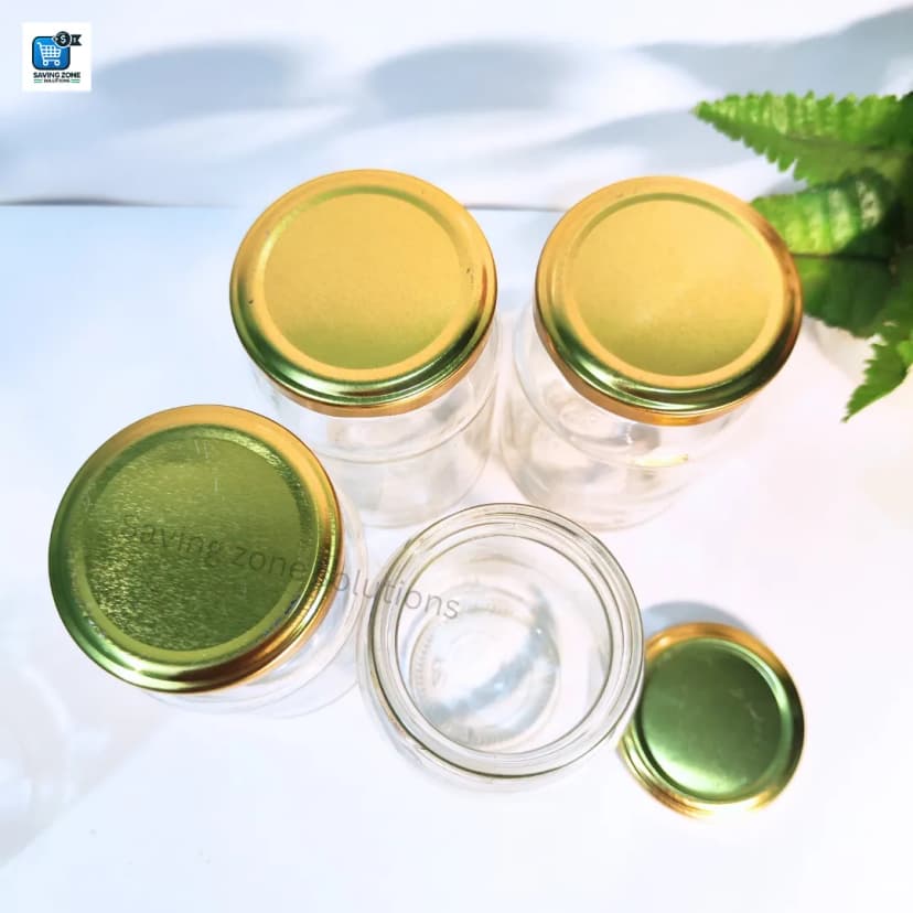 Image of 500 ml 4 Piece Fully Airtight Glass Jar Set for Kitchen and Dining Food Grade Glass Containers with Durable Steel Lids