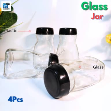 500 ml 4 Pcs Premium Glass Coffee Jar Glass Jar for Kitchen Dining Glass Jar Container for Food Storage High Quality Glassware Food Container