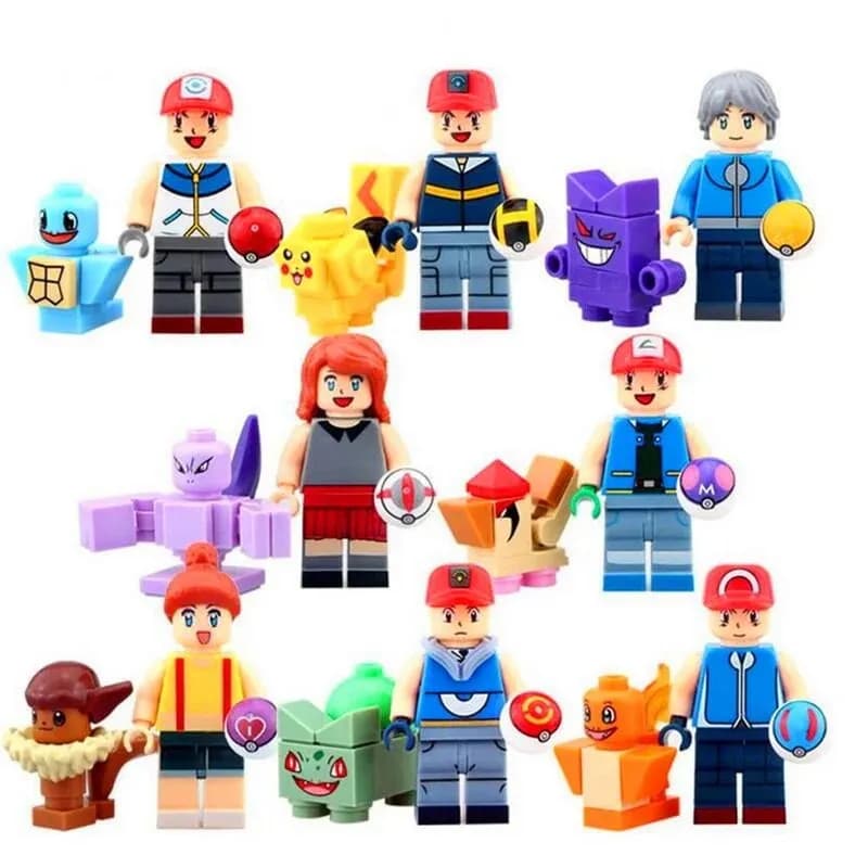 Image of Lego Pokemon Trainer Figures Building Blocks DIY Assembly Cartoon Educational Toy