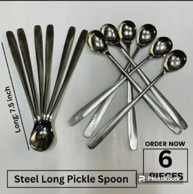 Steel Long Pickle Spoon 6 PIECES