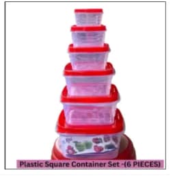 Plastic Square Container Set -(6 Pieces) (Multicolor) Thumbnail 3