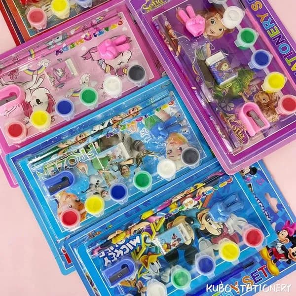 Image of 9002 stationery set 8 in 1 school supplies birthday party gift set multi-color watercolor drawing book set