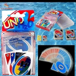 Uno H20 Plastic Cards Waterproof Transparent Big Size - Family & Friends Card Playing Game Thumbnail 1