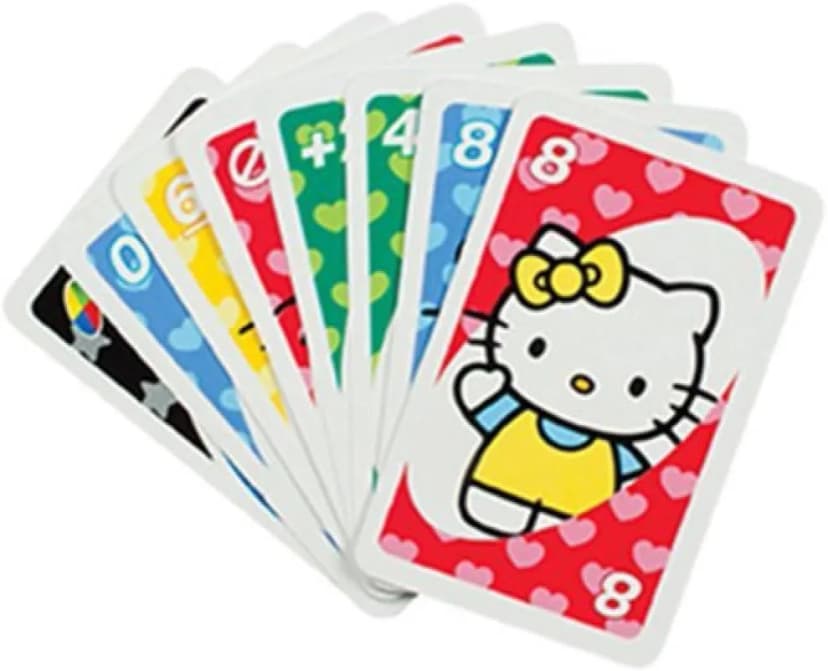 Image of Mattel UNO Hello Kitty Card Game for Family & Friends Night Featuring Tv Show Themed Graphics and a Special Rule for 2-10 Players