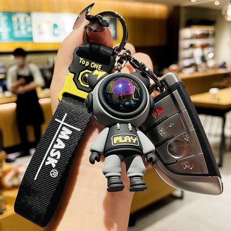 Image of Cartoon Lightning Bear Keychain Cute Astronaut Bear Doll Keyring Bag Pendant Couple Car Keyholder