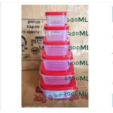 Plastic Square Container Set 6 Pieces