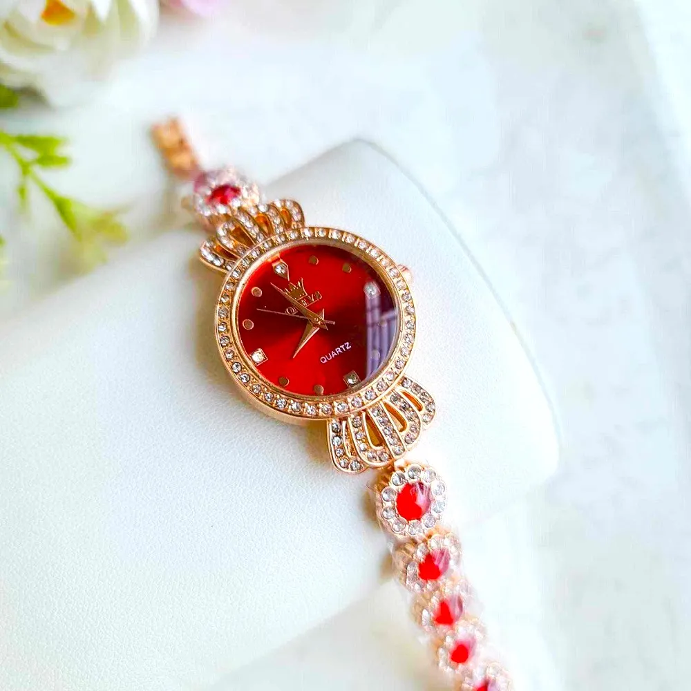 Luxury Diamond Ladies Quartz Wrist Watch Premium quality stylist colorful stone ladies watch