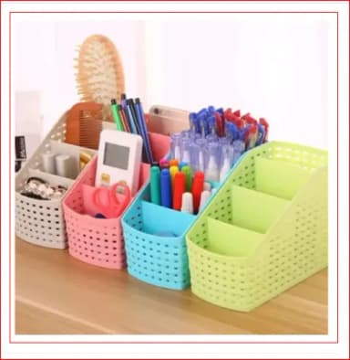 Rambo Multi Purpose Stand 4 Grids Multicolor Desktop Pen and Toothbrush Storage Organizers Box Case 1 piece