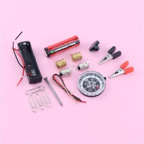 Image of Science Experiment Project Kit for School Kids with Compass, Electric Circuit, Lights
