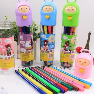 Creative Face Changing 24 Color Watercolor Pen - Cute Fine Art Painting Color Pen Set - Washable Watercolor Pen With Amazing Face Box