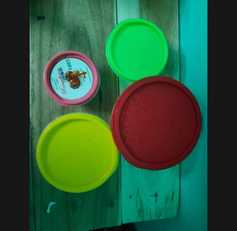 Image of Transparent Plastic Rainbow Food Storage Box Container With Lid 4pcs Set