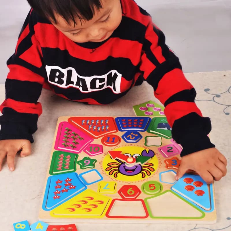 Image of 30CM Wooden Large Shape Matching Disassembling Alarm Clock Know Basic Life Skill Preschool Early Education Children Wooden Toys Basic & Life Skills Toys