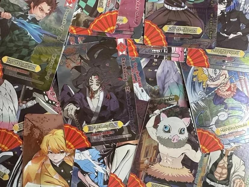 Image of Demon Slayer Mugen Train Anime TCG Card Game English Version SSP Card Ultra Rare Card Tanjirou Kamado Nezuko Character Rare Collectibles Kids Gift Toy Holo Lamination
