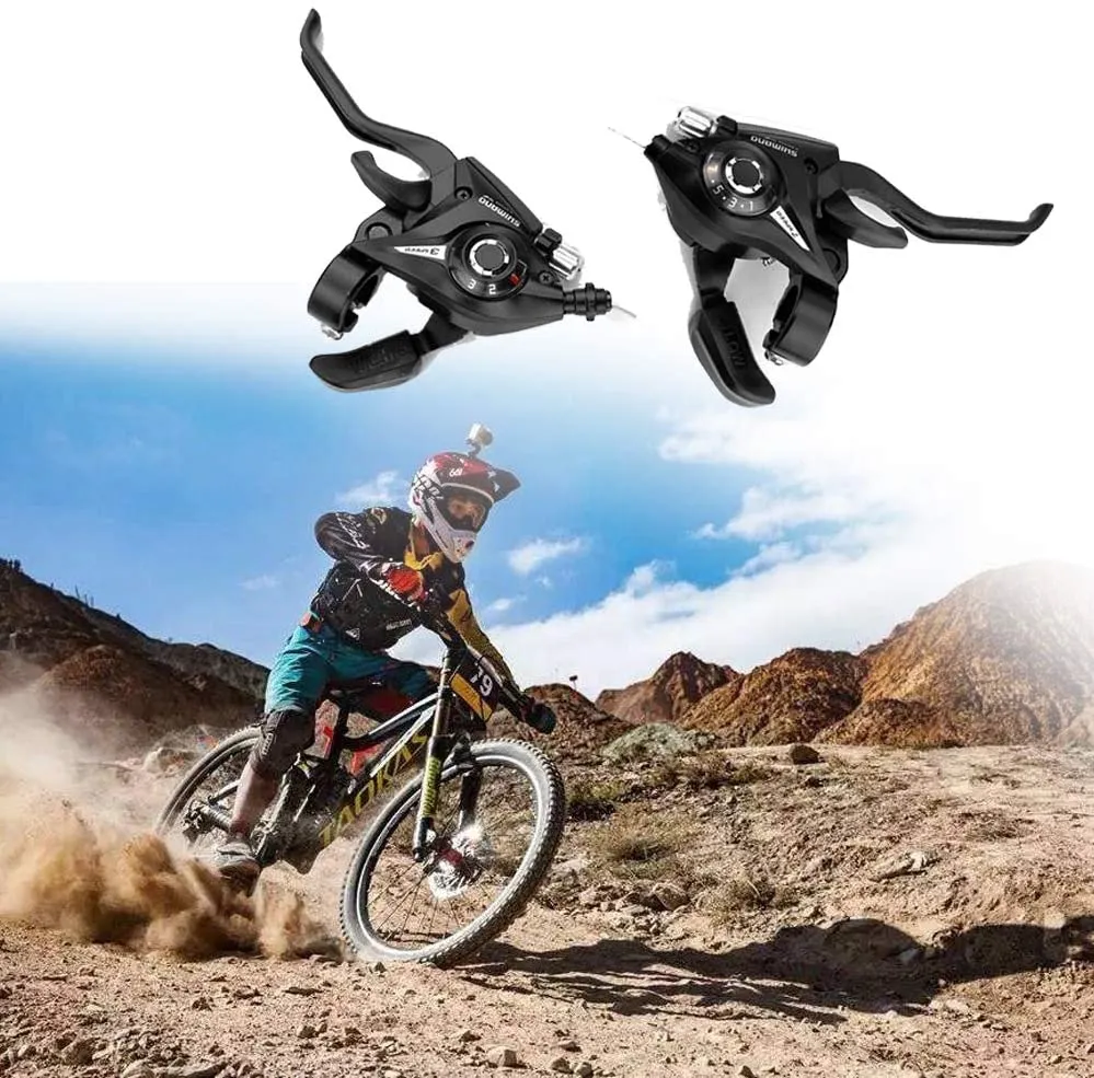 Mountain Bike Brake Lever Bicycle Brake Shifter Set Visible Optical Gear Display Indicator with Brake Cable 3 Speed 7 Speed Right Left 2 pcs Bicycle Accessories 1