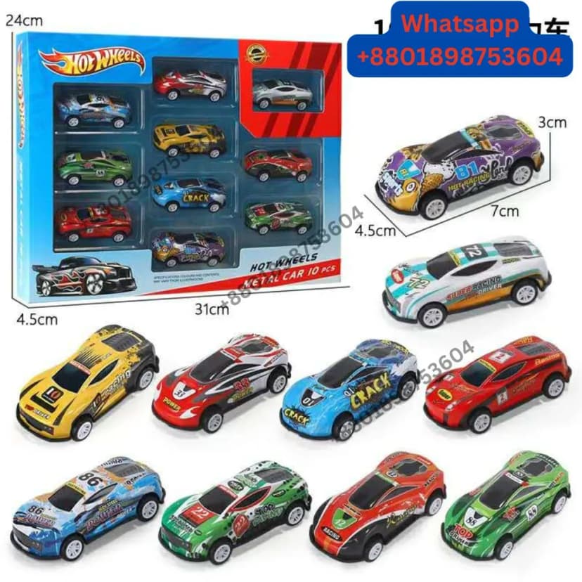 Image of Hot Wheels 10Pc Metal Car Set - Amazing Gift Set For Kids China Imported 10 Piece Hot Wheels Set