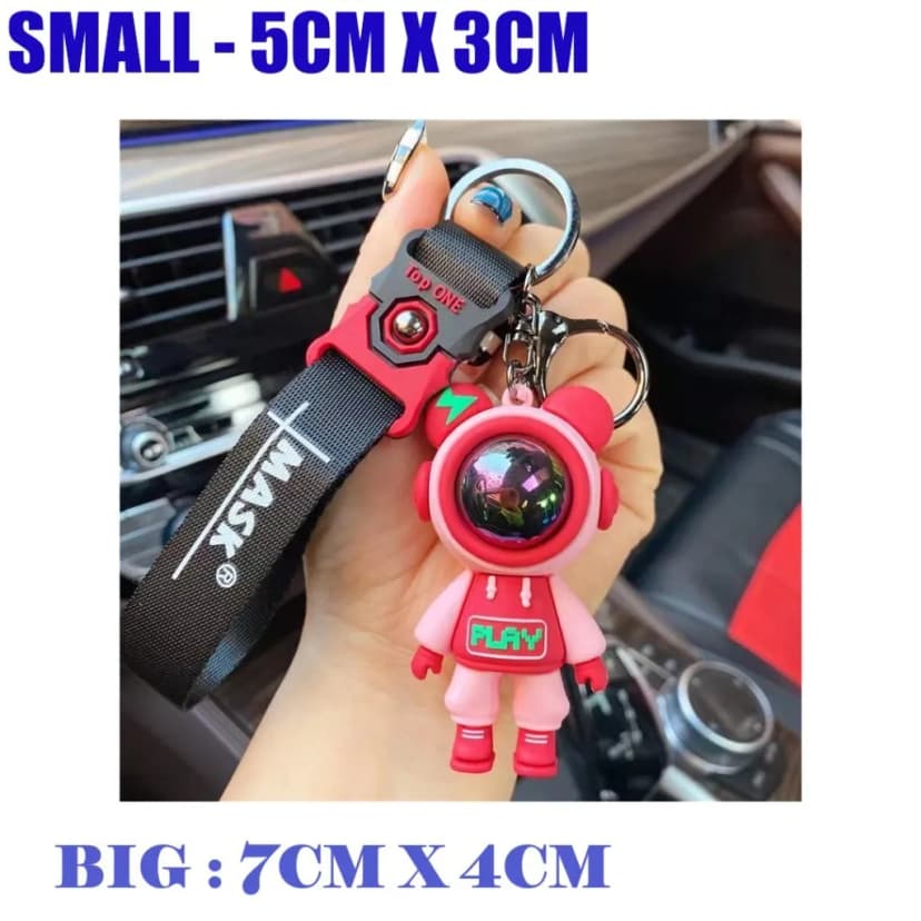 Image of Cartoon Lightning Bear Keychain Cute Astronaut Bear Doll Keyring Bag Pendant Couple Car Keyholder