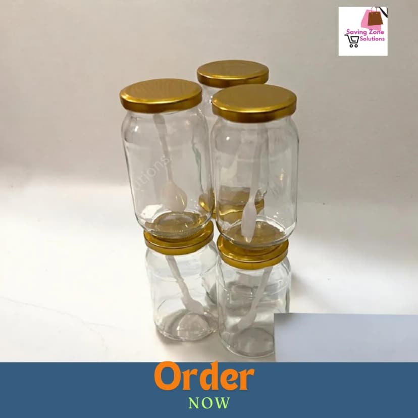 Image of Super clean Glass Jar Kacher jar 500gm 04 Pieces Set for Kitchen Dining Glassware Food container
