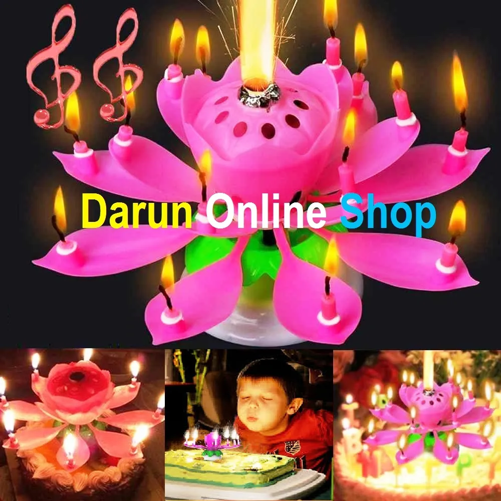 Romantic Happy Birthday Music Play Lotus Candle Magic Musical Candle Flower Special For Birthday Multicolor thumbnail 1