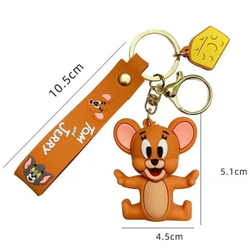Image of TOM & JERRY Cute Keychain, trendy cartoon keychain accessory, bag pendant keyring for students