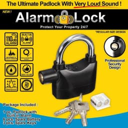Tuch Alarm Padlock for Anti Theft Alarm Lock for Shed Garage Bike Motorbike Door Car Padlock Safety Lock Black Thumbnail 1