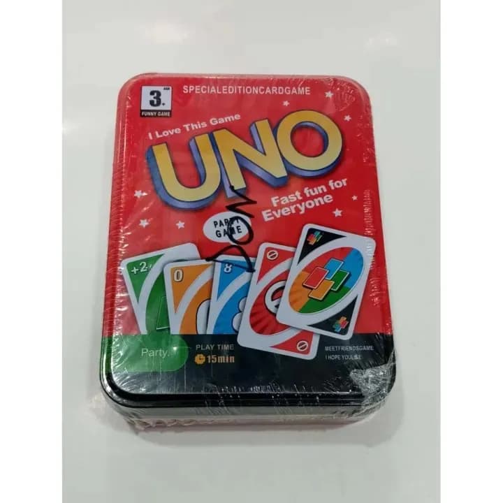Image of UNO Cards Large on Tin Box Big -Steel Box Uno Card