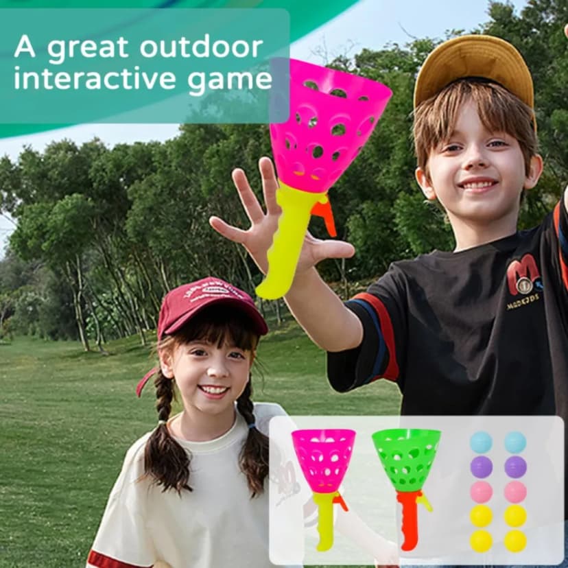 Image of Kids Toss Catch Ball Game Set Catcher Scoop Toss Toy for Children Outdoor Garden Backyard Play Activity 2 Rackets 4 Balls