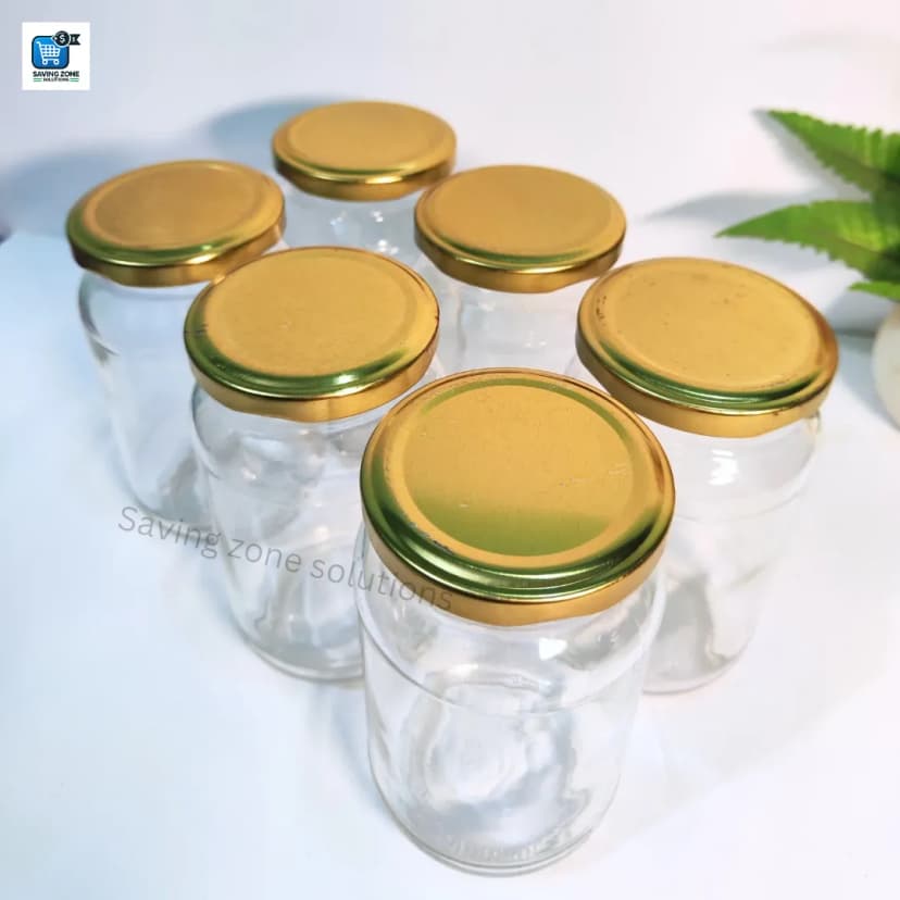 Image of 500 ml 4 Piece Fully Airtight Glass Jar Set for Kitchen and Dining Food Grade Glass Containers with Durable Steel Lids