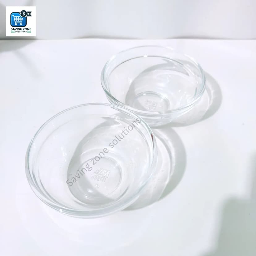 Image of 2Pcs Round Glass Bowl Set Elegant Transparent Bowls for Serving Salads Snacks Desserts