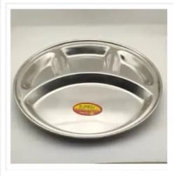 Divided Plate/ Stainless Steel Plate/ Divided Plate 4 Section -(Diameter-27cm Thumbnail 1