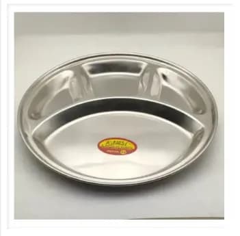 Divided Plate/ Stainless Steel Plate/ Divided Plate 4 Section -(Diameter-27cm