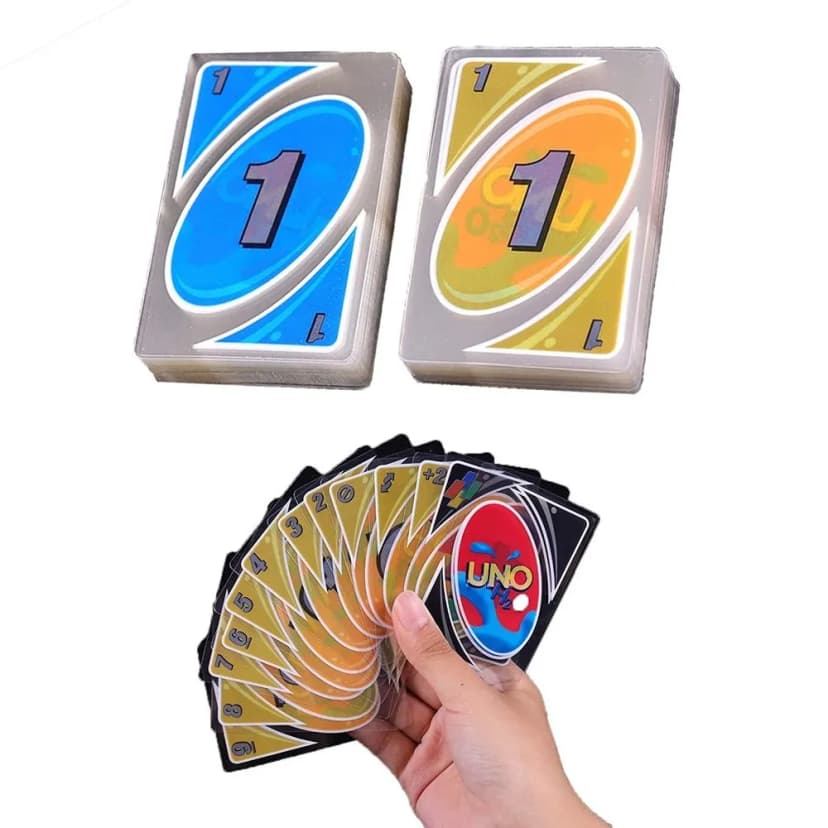 Image of Uno H20 Plastic Cards Waterproof Transparent Big Size - Family & Friends Card Playing Game